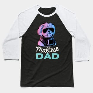 Maltese Dad Synthwave Dog Owner Retro Dog Father Baseball T-Shirt